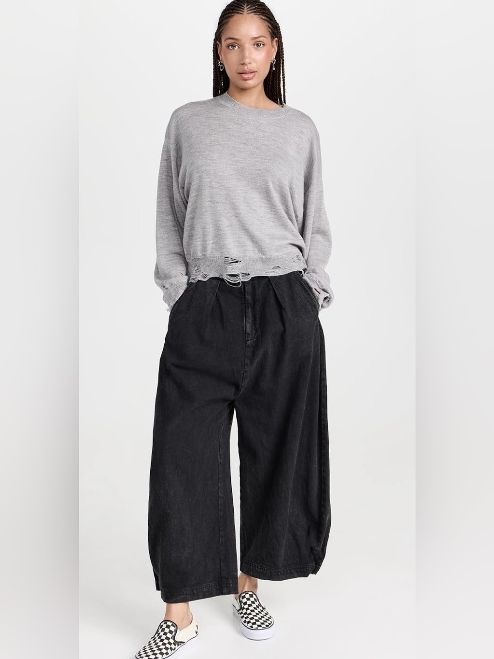 Free People Cool Harbor Barrel Wide Leg Pants Black XS High Rise Pleated Boho